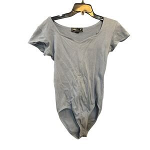 Vintage 80s Miss Juli Blue Short Sleeve Bodysuit Medium